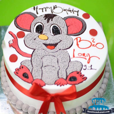 Bánh sinh nhật vẽ hình chuột xám - Thu Hường bakery