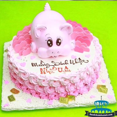 Bánh sinh nhật cho bé gái tạo hình heo con ngộ nghĩnh (Mẫu 50696) -  FRIENDSHIP CAKES & GIFT
