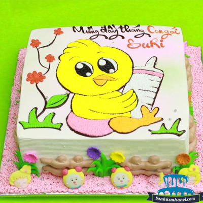 Bánh sinh nhật mặn vẽ hình gà con Happy birthday bé Gia Huy MS1093 - Bánh  sinh nhật bông lan trứng muối Tp. HCM