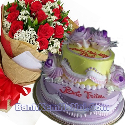 HB15 920K hoa tươi và bánh sinh nhật